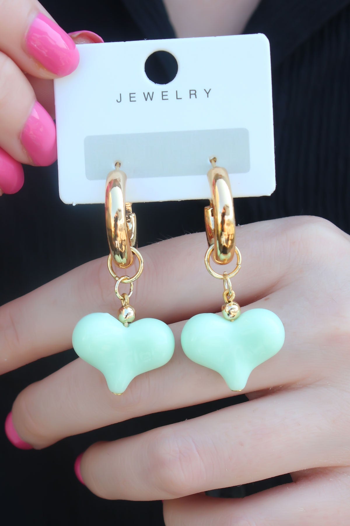 Green Heart Earrings